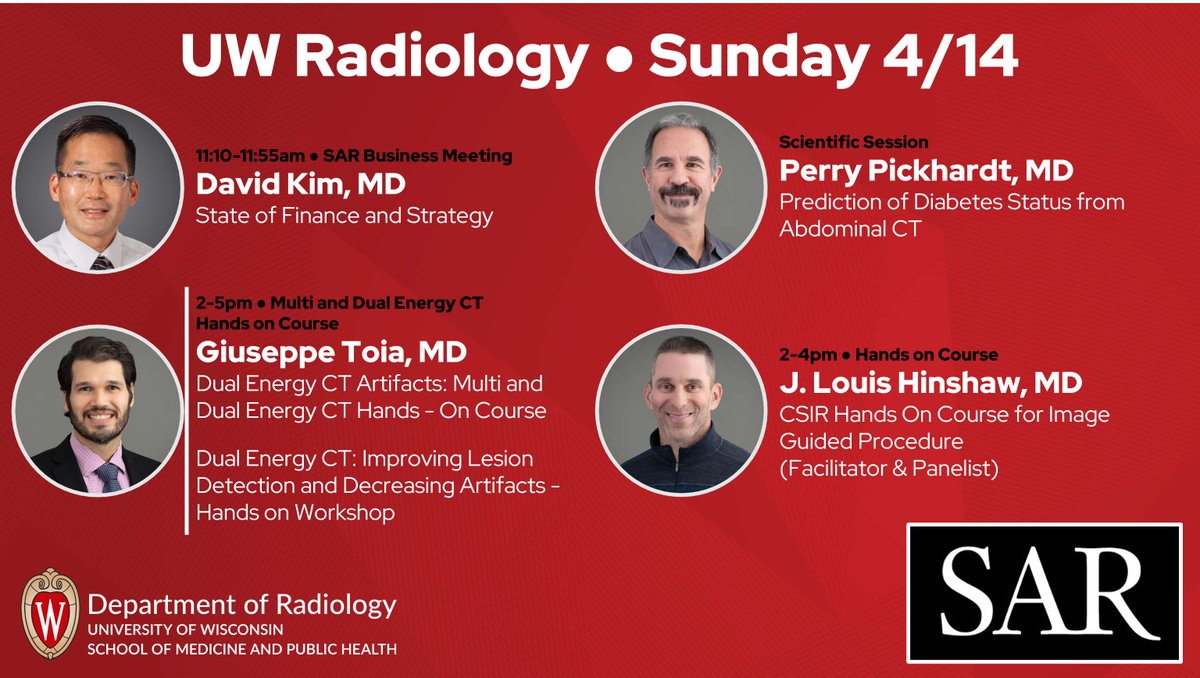 Sun's out and we're ready to show off our six-pack(ed days) at the @SocietyAbdRad annual meeting! Today, David Kim, MD shares society updates, Perry Pickhardt, MD discusses diabetes, and Giuseppe Toia, MD and J. Louis Hinshaw, MD provide attendees hands-on learning opportunities.