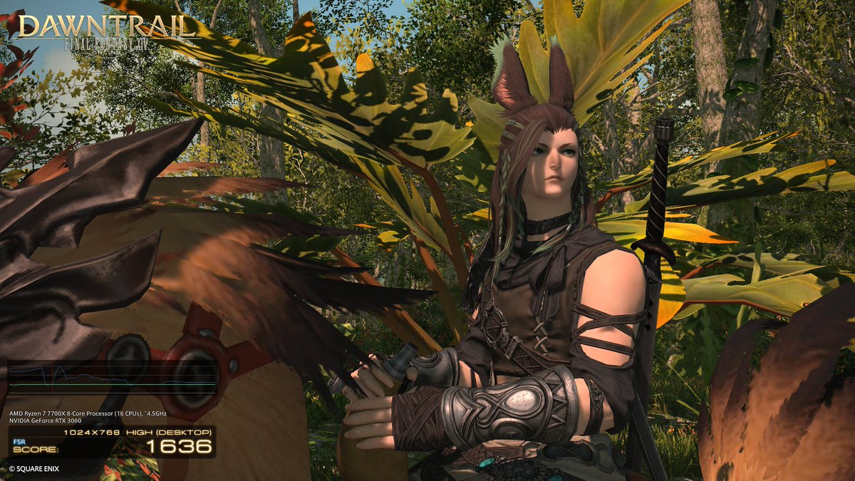 Ocearen's tweet photo. @FF_XIV_EN Good luck to everyone! \o/
Upgraded from EW Bench on Laptop. 
DT Bench loves Viper with the better stats. o7

Character Name: Ash'phen Desangue 
Home World Name: Jenova 
Prize: Noble Barding
#FFXIVSweepstakes #DawntrailBenchmark https://t.co/1Zw67TeMAR