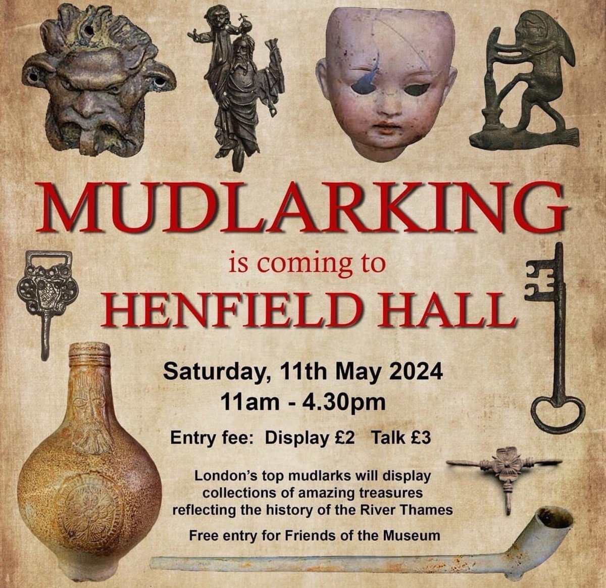 If you're in Sussex do come along in May 11th when there will be an invasion of #London #Mudlarks - including me - showing our #finds!