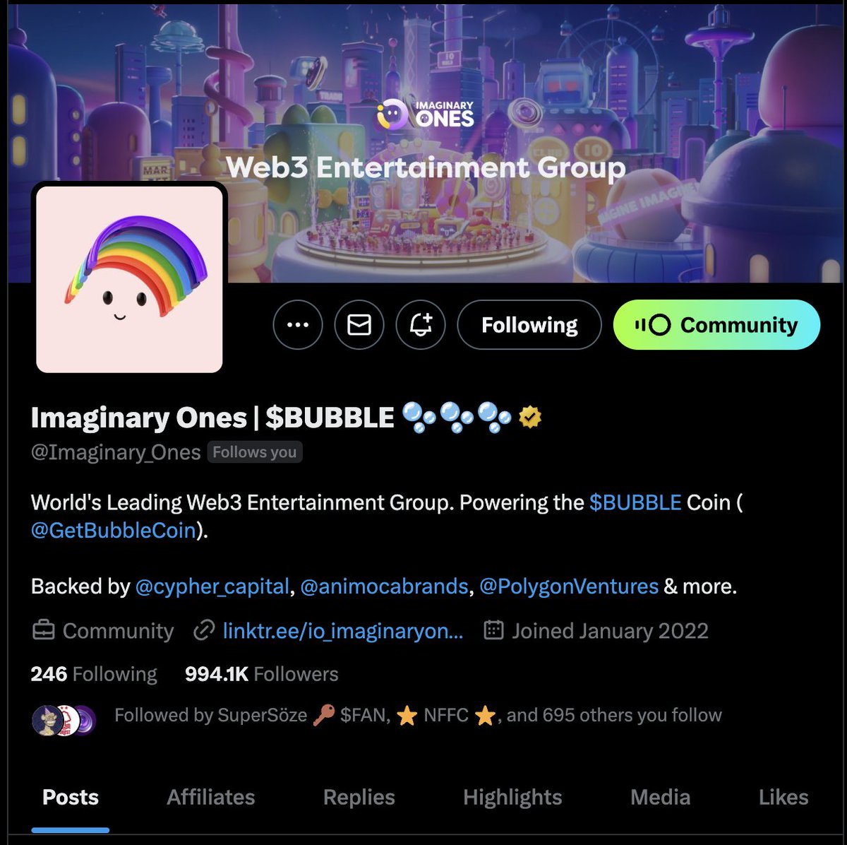 1M is programmed. LFG $BUBBLE!