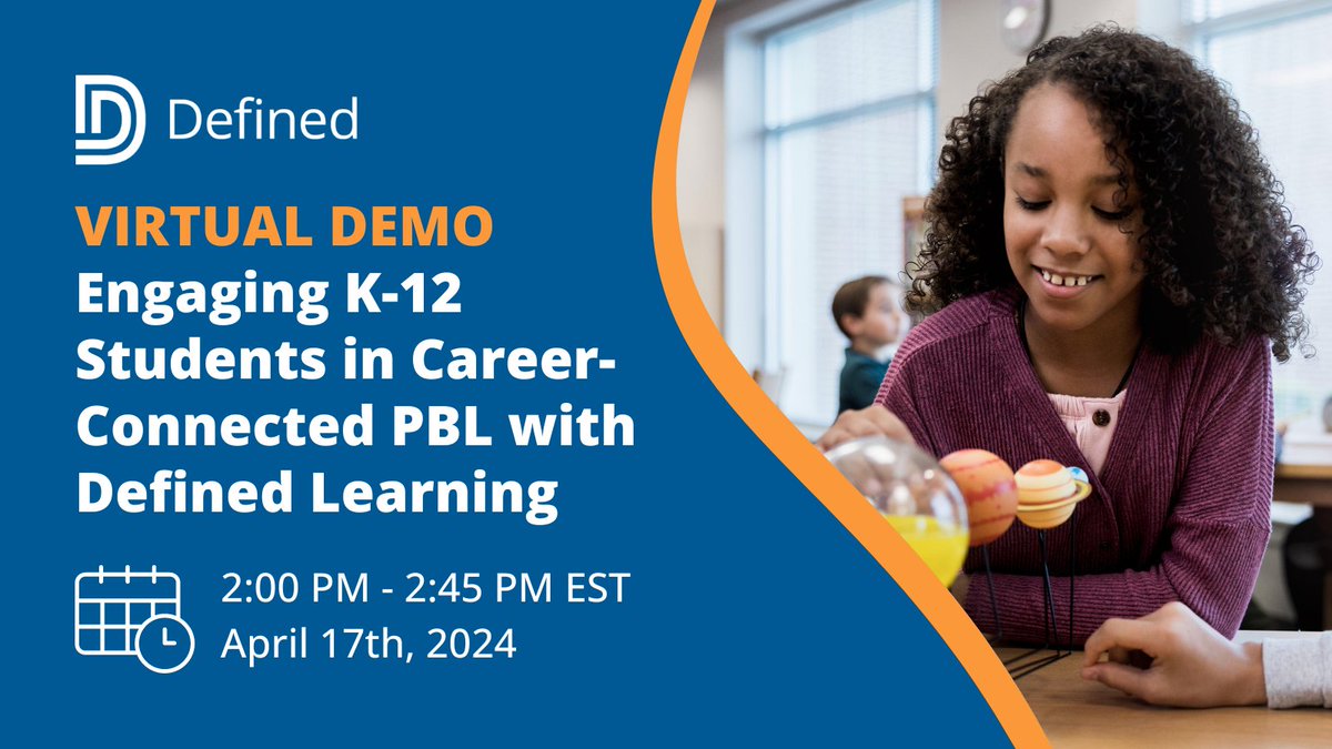 💻Tune into our live virtual demo of Defined Learning on 4/17 at 2:00 PM ET. Learn how Defined provides educators with the curriculum resources they need to engage students in deeper learning that builds future-ready skills. Register today: hubs.li/Q02qCLKp0! #PBL #PBLChat