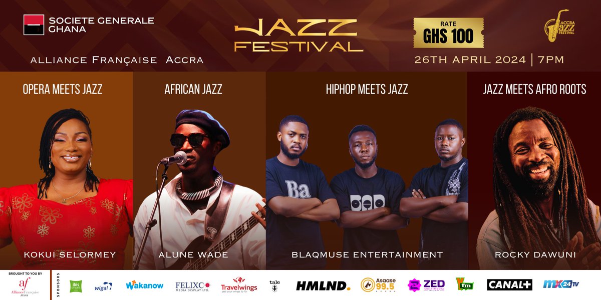 The SG Ghana Jazz Festival promises an exciting lineup of your favourite local and international artistes! You don't want to miss it! Grab your tickets for 100gh-one day, 180gh-two days by dialing *800*1010#.
