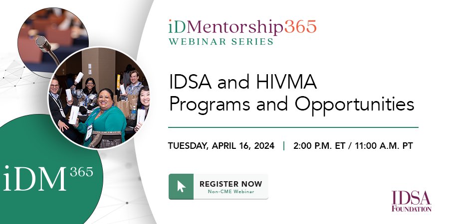 Learn about the various IDSA and @HIVMA programs available to further your career this Tuesday, April 16 at 2pm ET. Register: societycentral.zoom.us/meeting/regist…