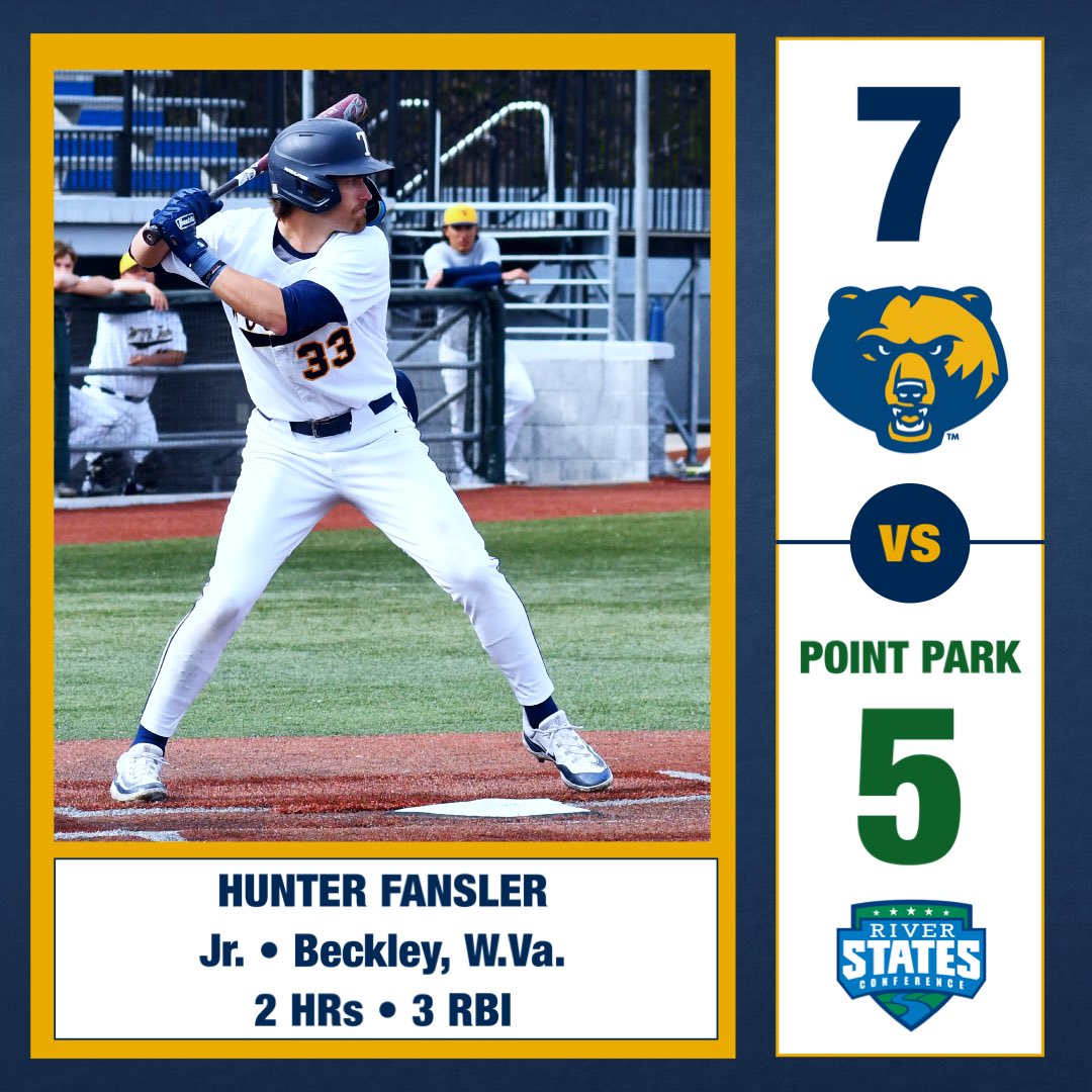 <a href="/WVUTechBase/">WVU Tech Baseball</a> took down Point Park University in game two of a three game River States Conference series Sunday afternoon. Hunter Fansler knocked two long balls towards three RBI in the W.