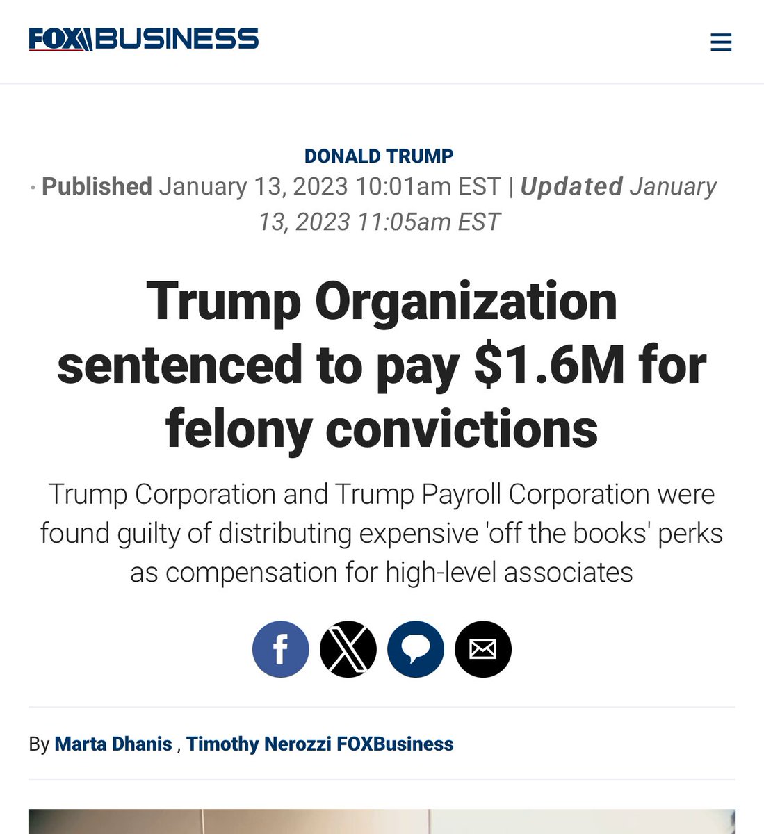@ShannonLancer Trump Organization was convicted of 17 felonies related to tax fraud and sentenced to pay $1.6 million for it nypost.com/2022/12/06/tru… foxbusiness.com/money/trump-or…