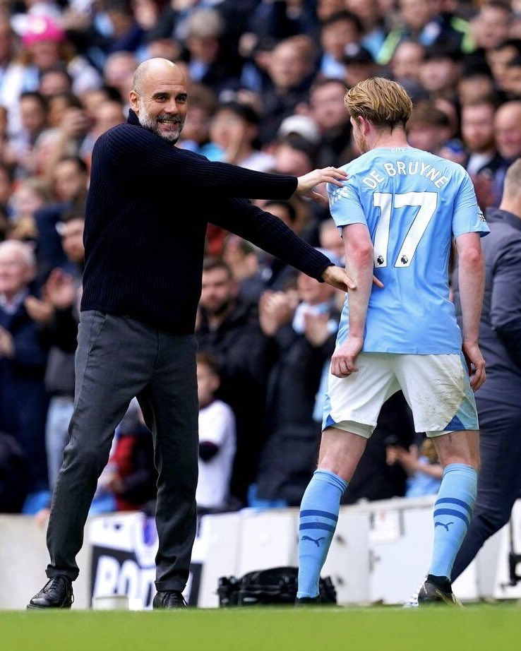 Pep Guardiola asked if Kevin De Bruyne wanted to stay on: “No, no - I am the boss. 3-0 after 75 minutes: bench with me.”, as per @BeanymanSports.