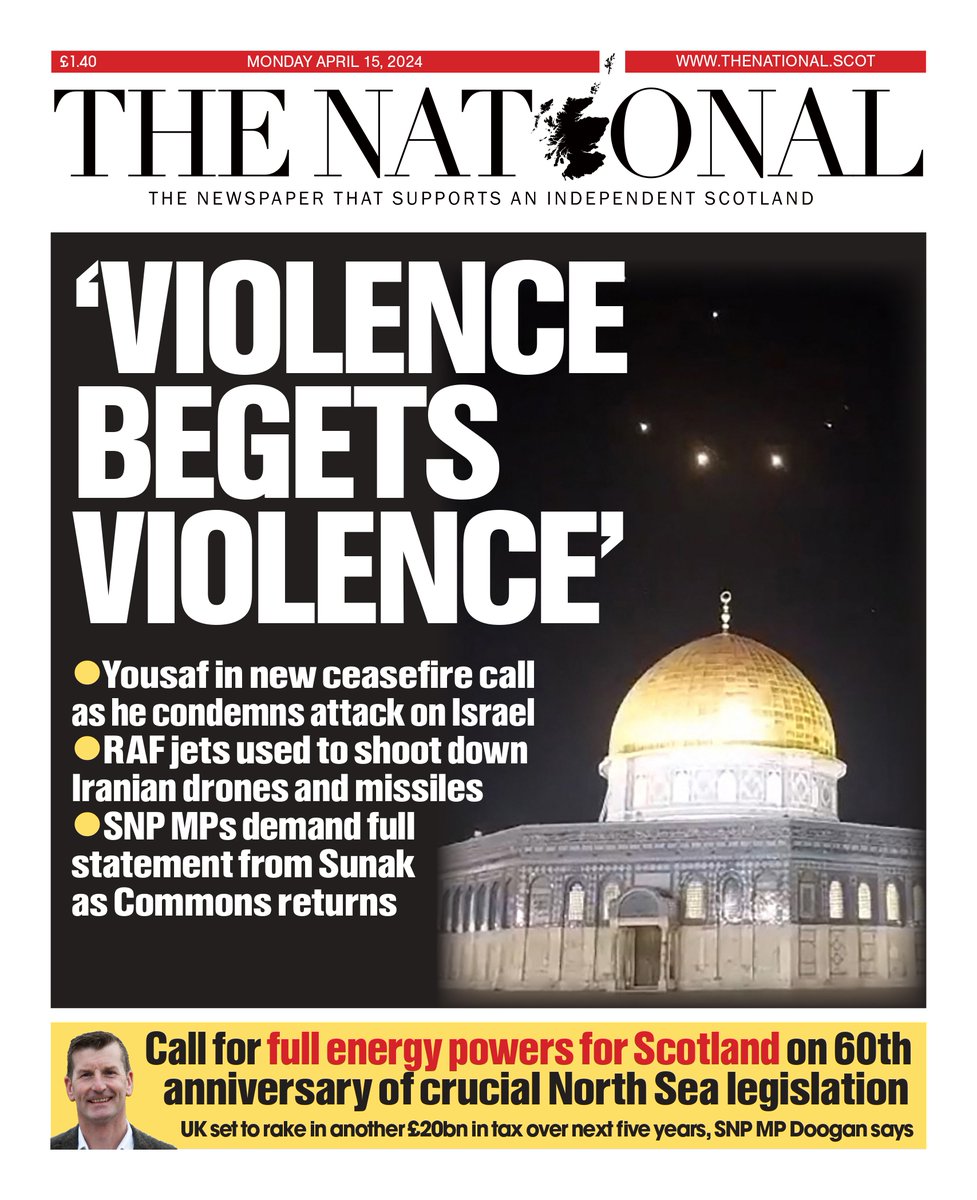 Tomorrow's front page 📰 'Violence begets violence'