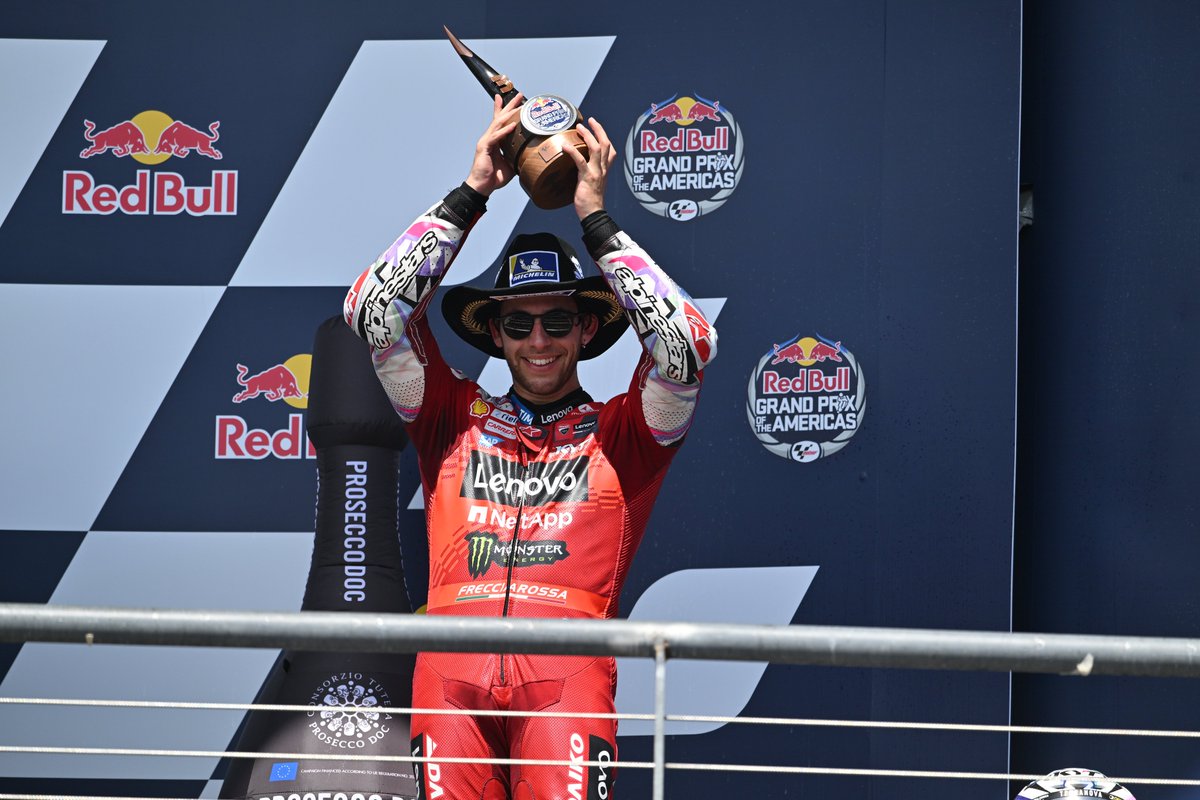 The #AmericasGP podium 🥇Maverick Viñales 🥈@37_pedroacosta 🥉@Bestia23 #MichelinMotoGP #OfficialGripSupplier