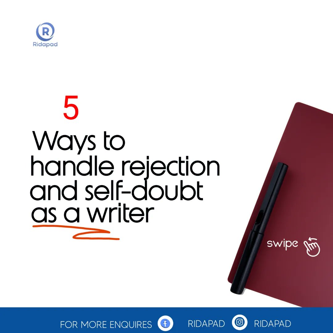 ridapad's tweet photo. Five (5) ways to handle rejection and self-doubt as a writer
#writing #writerscommunity #writersoftwitter #writerslife #IsraeliTerrorists #IranAttackIsrael #Israel https://t.co/V1qHPhmSmP