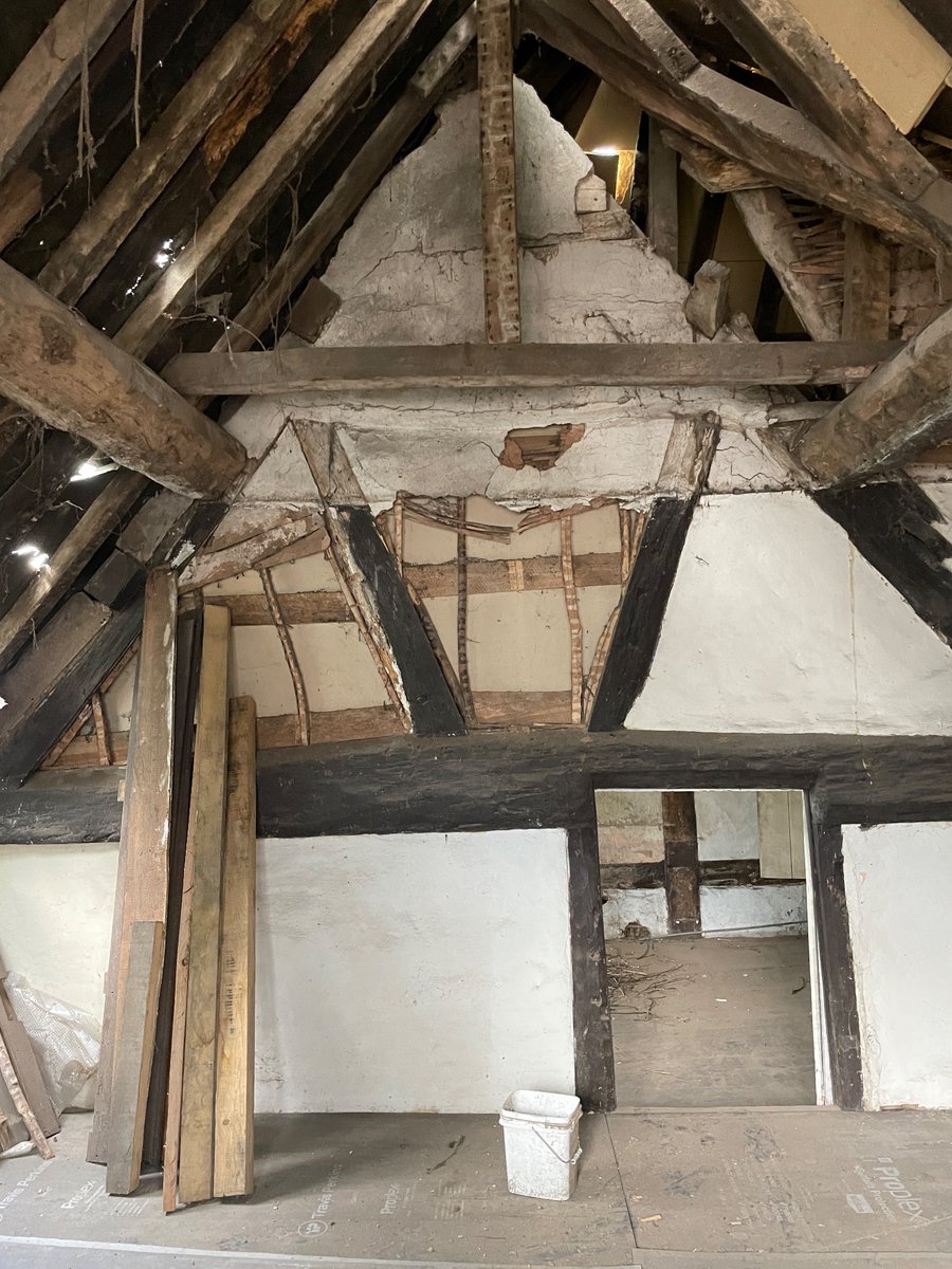 Manor House update Roof repairs continue - which invariably means discovering a load of other stuff is rotten, falling apart, missing or leaking. Pics from the 1 room we naively thought just needed a lick of paint. I hope I’m going to oak framing heaven for saving this house.