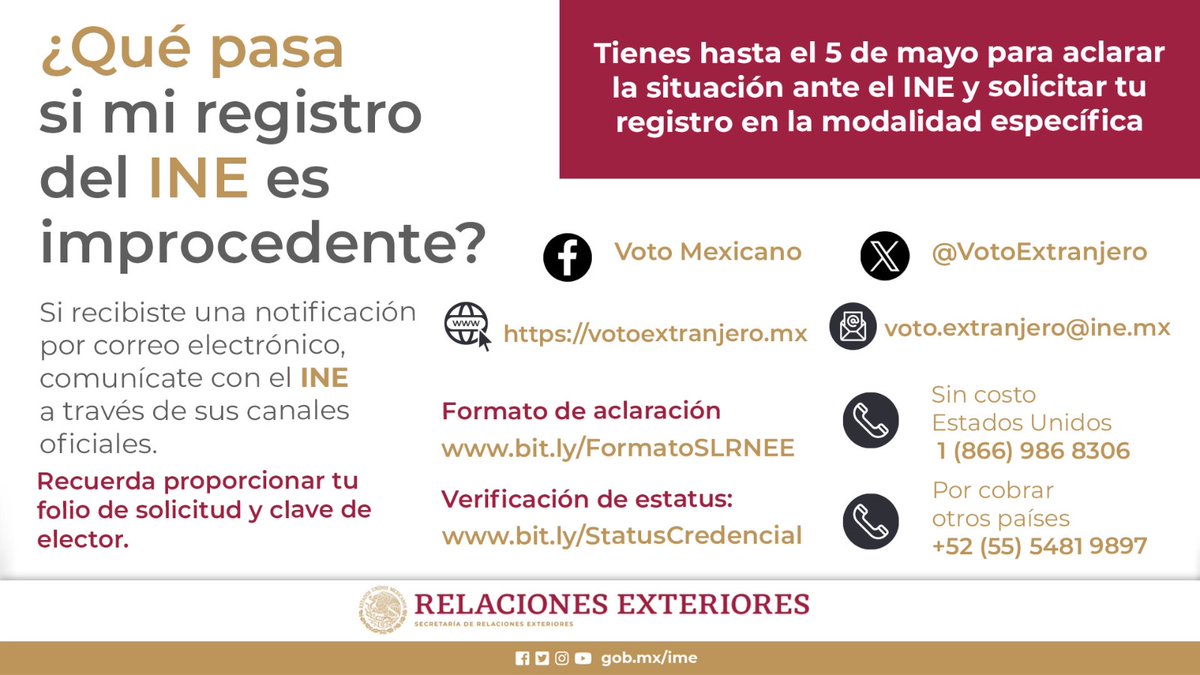 🚨 Atención comunidad mexicana en el extranjero: El INE determinó la improcedencia de 39,724 solicitudes por presentar irregularidades o inconsistencias. ¡¡Asegúrate de resolver cualquier duda antes de la fecha límite!!
