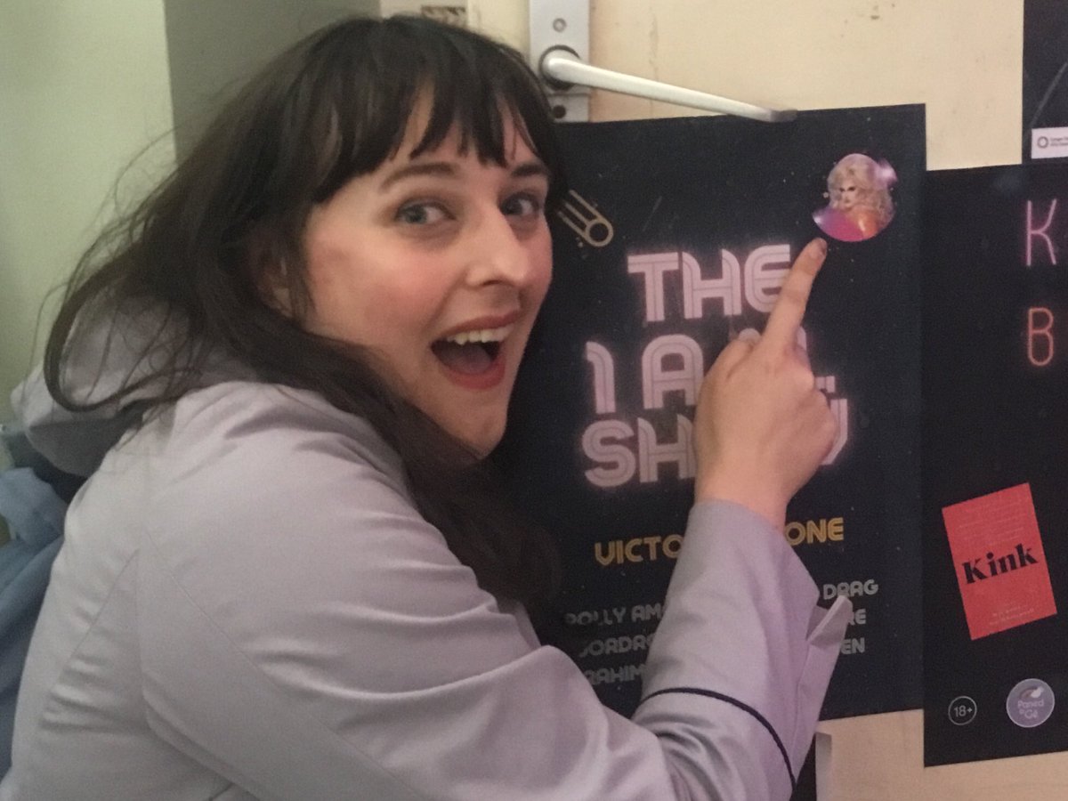 Me: *spots a poster with @VictoriaScone’s face on it in the Queer Emporium and squeals* I NEED A PICTURE WITH IT! Random person: I’ll take your picture with it! 🩷 Me: *bashes knee on floor as I get down* Oh, I’ve done a ‘Victoria Scone’! 😅 Ah, well, when in Cardiff, I guess 🤭