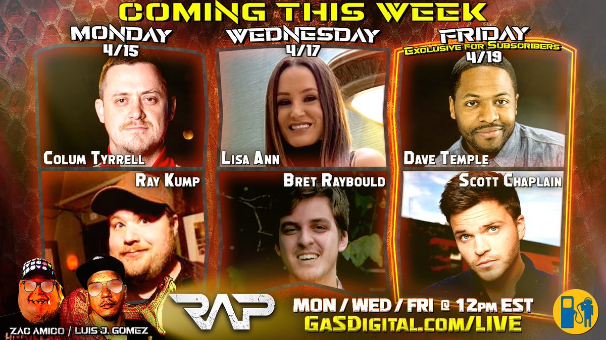 This week on #realasspodcast! Subscribe to gasdigital.com to watch live and use code RAP14 at signup for a 2 WEEK FREE TRIAL! @luisjgomez @ZASpookshow @RayKump @columtyrrell @BetterHalvesSXM @thereallisaann @BretRaybould @ImDaveTemple @NNFApodcast @Scott_Chaplain…