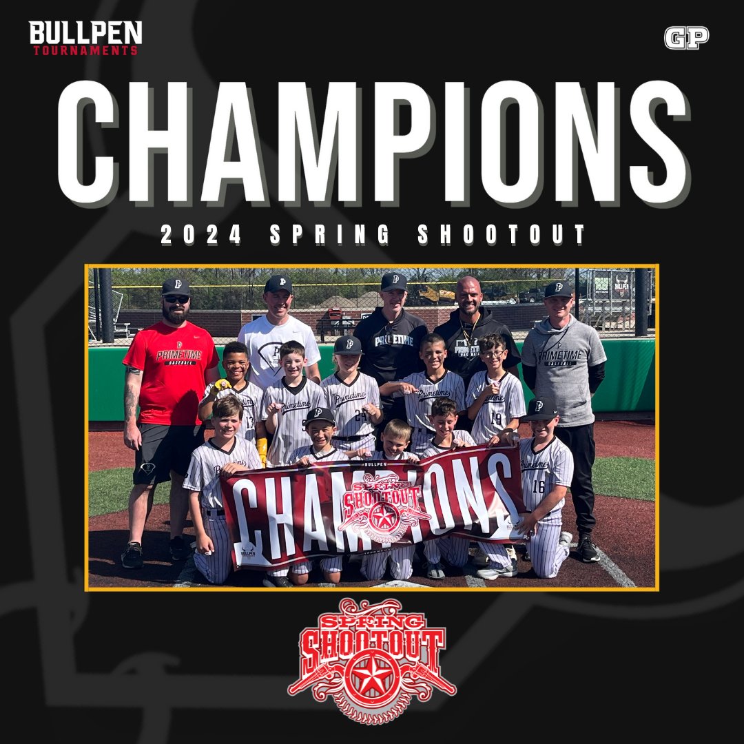 Bullpenevents's tweet photo. 🏆 CHAMPIONS 🏆

Congratulations to the 2024 Spring Shootout 10U D1  Champions, Primetime Branock!!

#WhereBaseballMatters https://t.co/qIMzjiXMfO