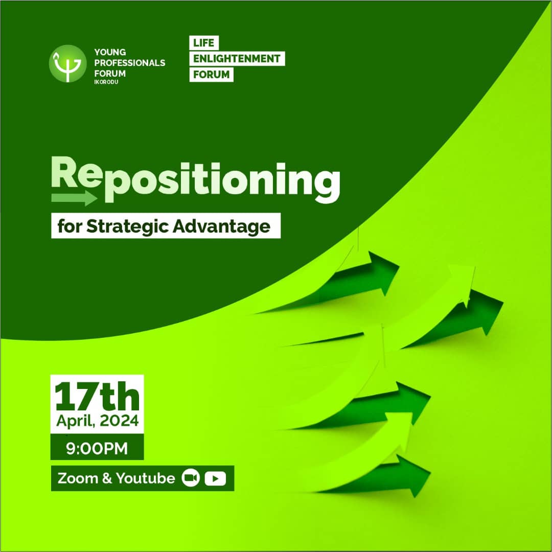In our fast evolving world, staying ahead requires more than just keeping up—it demands strategic repositioning! 🚀

On Wednesday, we'd discover the advantage of strategic repositioning and how it can move one towards success like never before!

#strategicrepositioning #ypflef