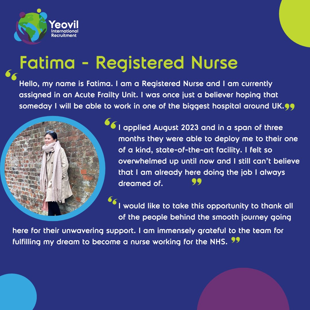 Thank you so much Fatima for such a lovely testimonial. 👩‍⚕️☺️

We are lucky to have you.

#testimonial #internationalrecruitment #international #nurse #registerednurse