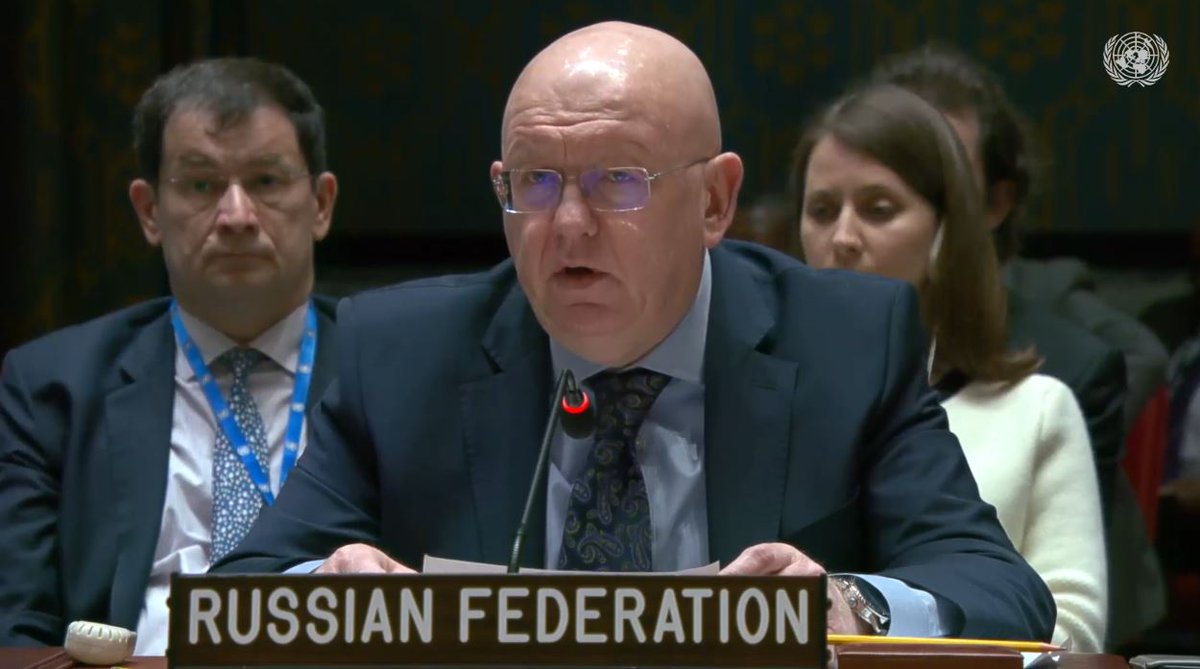 'Today, in the Security Council, what we're witnessing is a display of hypocrisy and double standards which is almost embarrassing to watch,' says @RussiaUN Amb Nebenzia who notes that the #UNSC was previously prevented from condemning #Israel's strike on #Iran's consulate in…