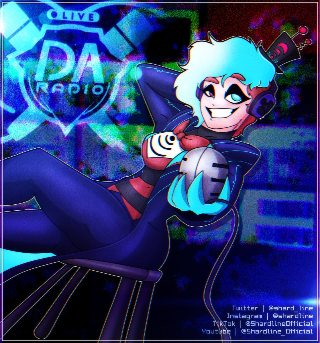 Better Late Than Never? 😵 Our favorite Host, dressed as a Vox! @DAGamesOfficial | 💜 @CosmicKeyframe | 💙 #DARadio #art #fanart #dagames