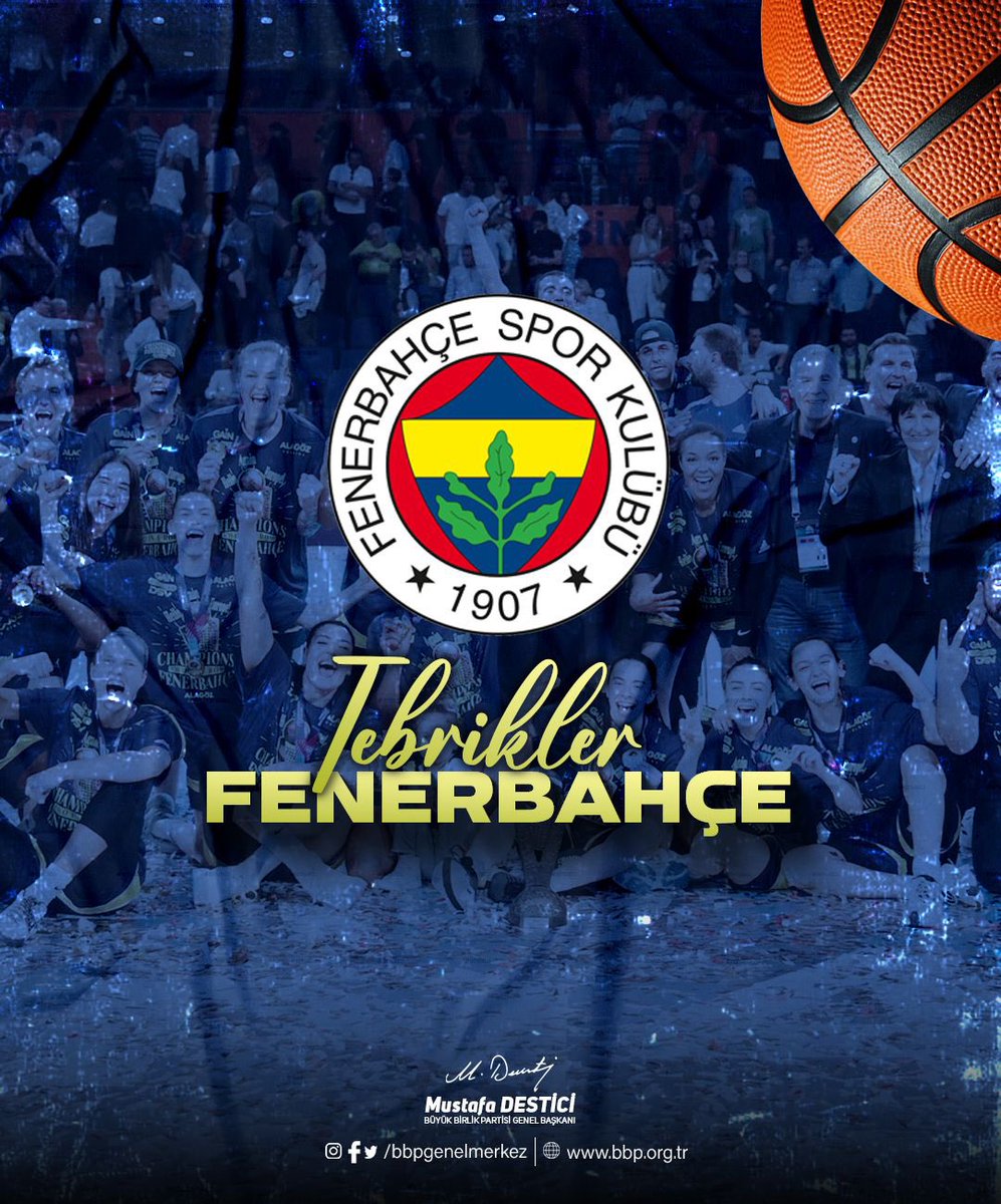 Tebrikler Fenerbahçe 👏👏 Üst üste ikinci defa Euroleague Şampiyonu olan Fenerbahçe Kadın Basketbol Takımımız’ı kutluyorum. @Fenerbahce taraftarının yanısıra ülkemize 🇹🇷milletimize bu sevinci yaşatan @fbkadinbasket sporcularımızı, teknik heyeti ve yönetimi tebrik ediyorum.