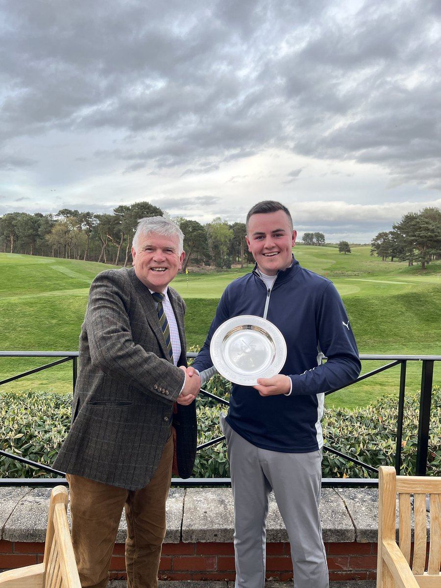 Delamere Horn 36 hole scratch today was won by Andrew Haswell from @ormskirkgc. Tom Osborne from @LindrickGC runner up 1 shot back. Congratulations Andrew- great playing in tricky conditions. Shown here receiving The Stern Salver