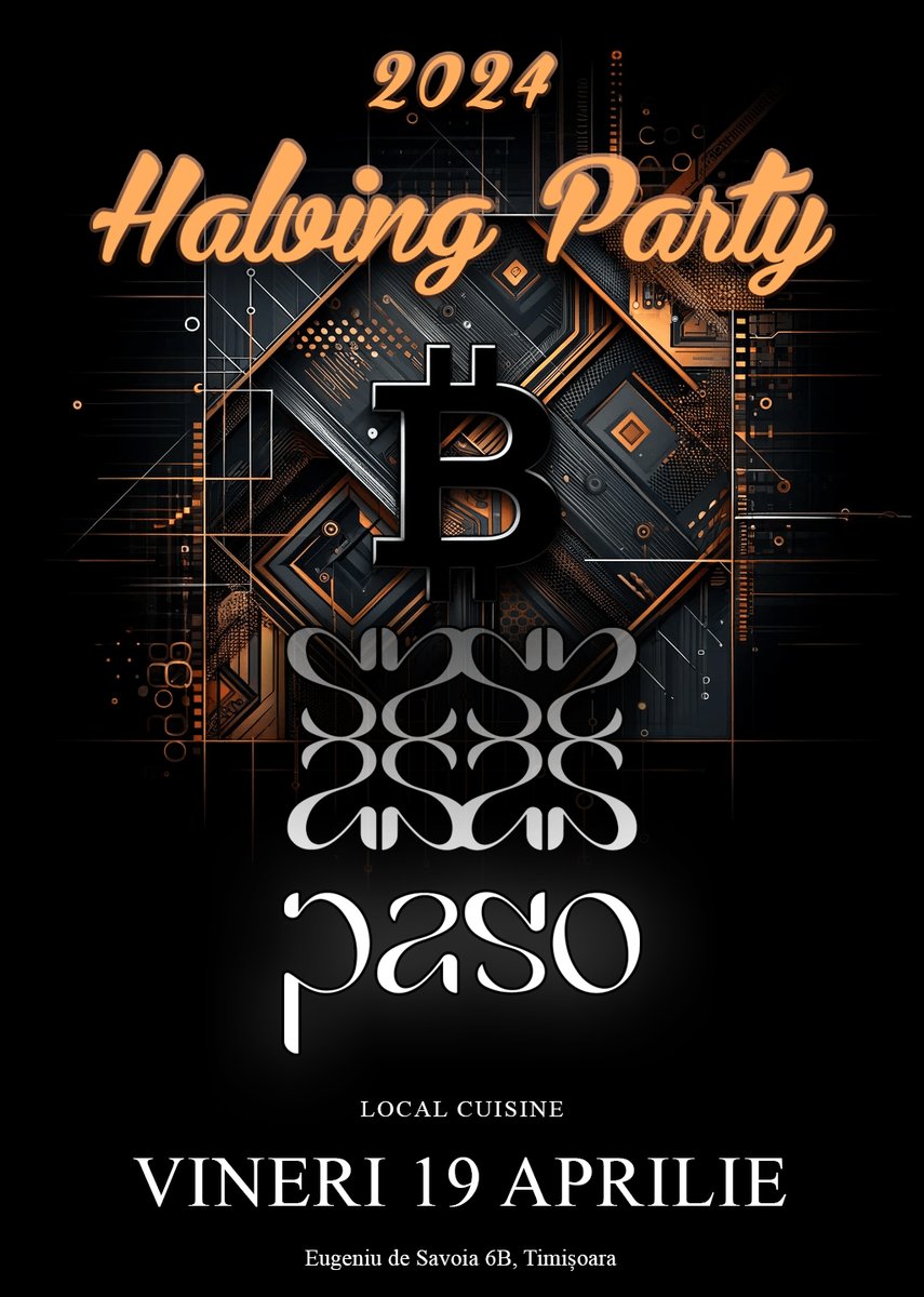 🥳 #Bitcoin Halving Party 2024

Dacă ești din Timișoara și iubești crypto, ești invitat să socializăm la PASO în Piața Unirii.

Strada Eugeniu de Savoya 6b
Vineri, 19 Aprilie
7:00 PM - 12:00 AM

Participarea se face pe bază de înregistrare.👇
lu.ma/BTCtimisoara

💰 Like and