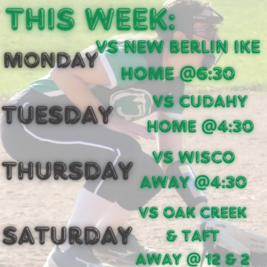 This weeks schedule!!