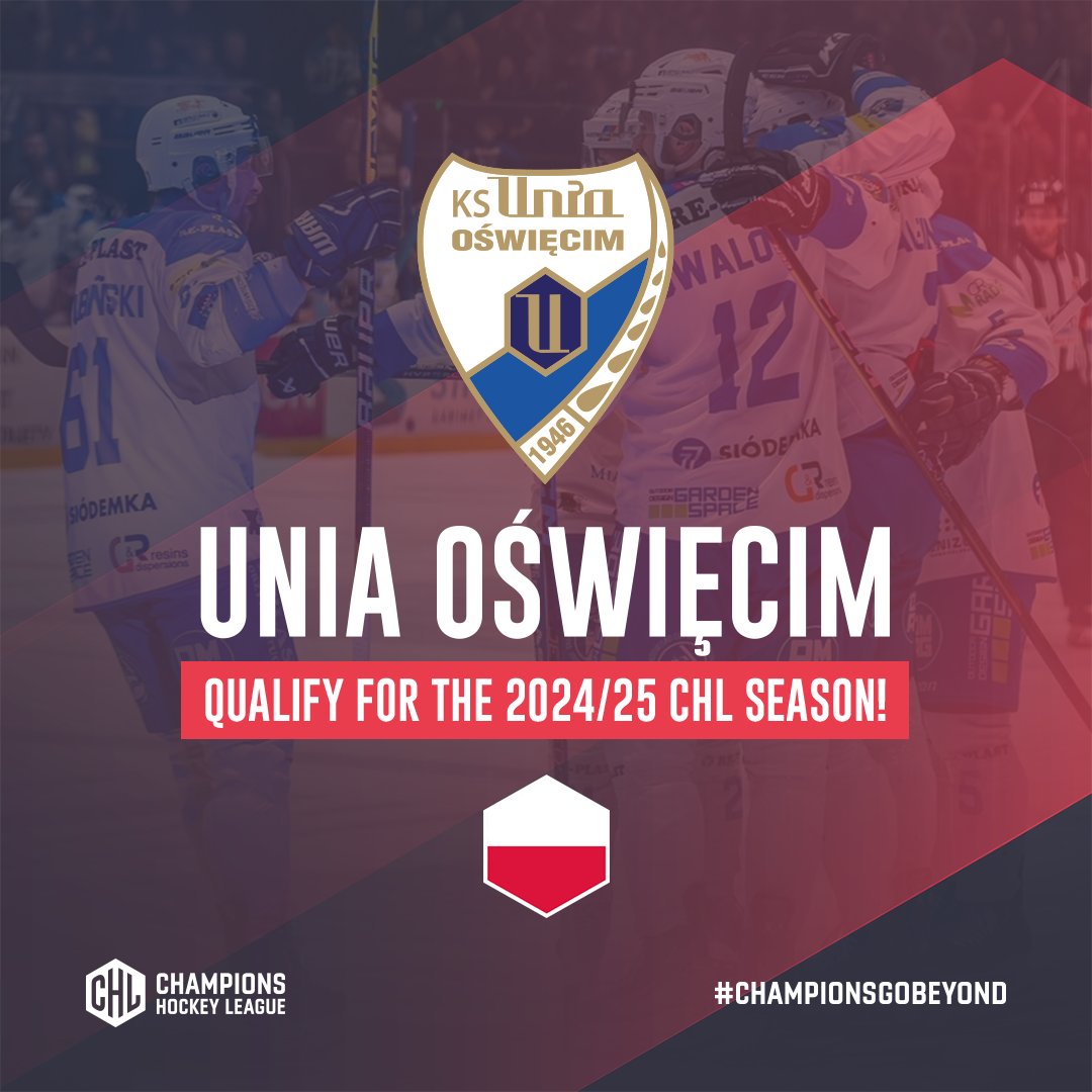 ✅ @UniaOswiecim qualify for 2024/25! 🇵🇱 The new Polish champions 🏆 will make their Champions Hockey League debut this season! 🤯 Congratulations! 😍 #ChampionsGoBeyond