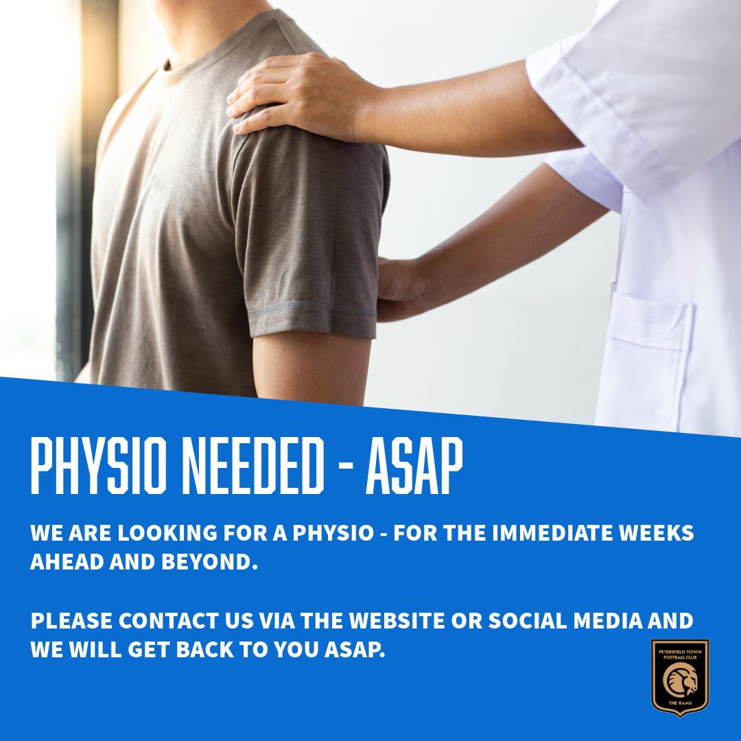 PTFCTheRams's tweet photo. 🤕 | 𝙋𝙃𝙔𝙎𝙄𝙊 𝙉𝙀𝙀𝘿𝙀𝘿 

We are looking for a Physio with an immediate start needed. If you can help please send us a message on socials or via the website. 

#uptherams https://t.co/whNxvKksep