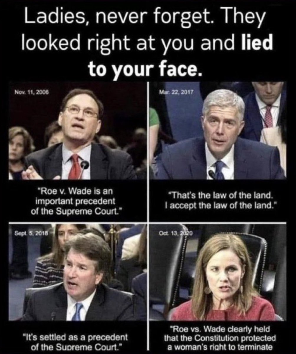 A Court of liars terminated a woman’s right to choose. All of them said Roe was settled law. They are unethical, religious zealots who used their belief systems, rather than the Constitution to make forced birth legal. Abortion rights are on the ballot! #FreshUnity #4MoreYears