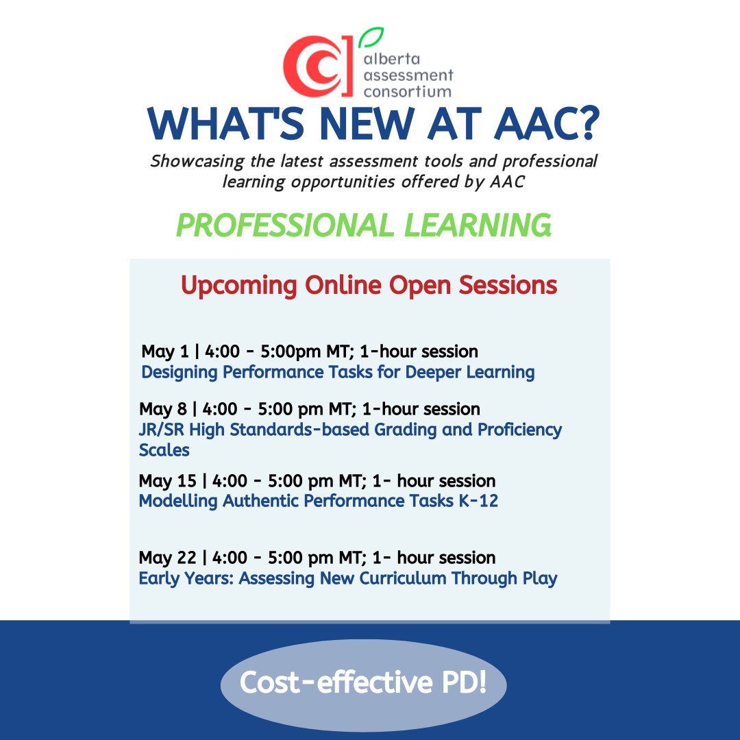 Here are just a few of our upcoming PD sessions we have. Check out our website for more Professional Development opportunities. Check out aac.ab.ca for more info #TeacherPD #deeperlearning #teachereducation #teachersfollowteachers #professionaldevelopment #onlinepd