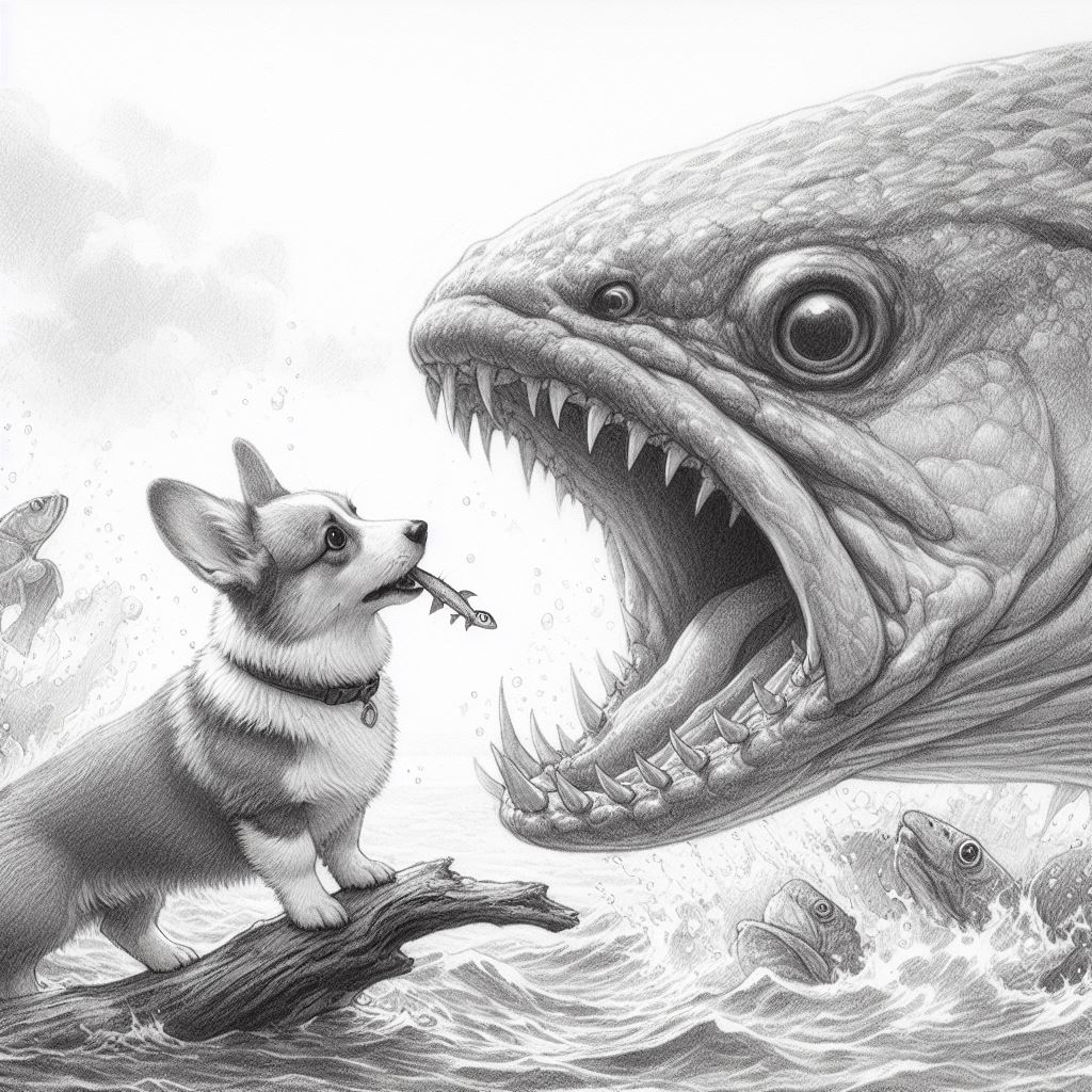 "He fell into the bottom of the boat and covered his head with his paws. Jonah was eaten! By a FISH! A very big FISH!"
#jonah #bible #childrensbook #corgi #corgisofvalor #tailsoffaith