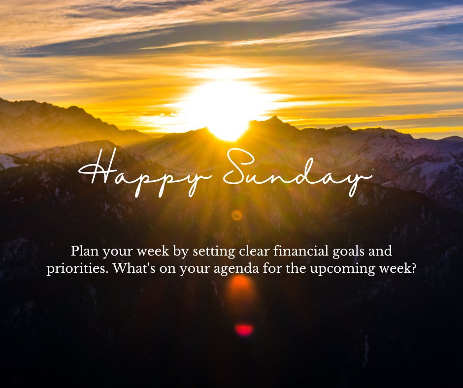 'Plan your week ahead by setting clear financial goals and priorities. What's on your agenda for the upcoming week?' #FinancialGoals #WeeklyPlanning #SuccessMindset