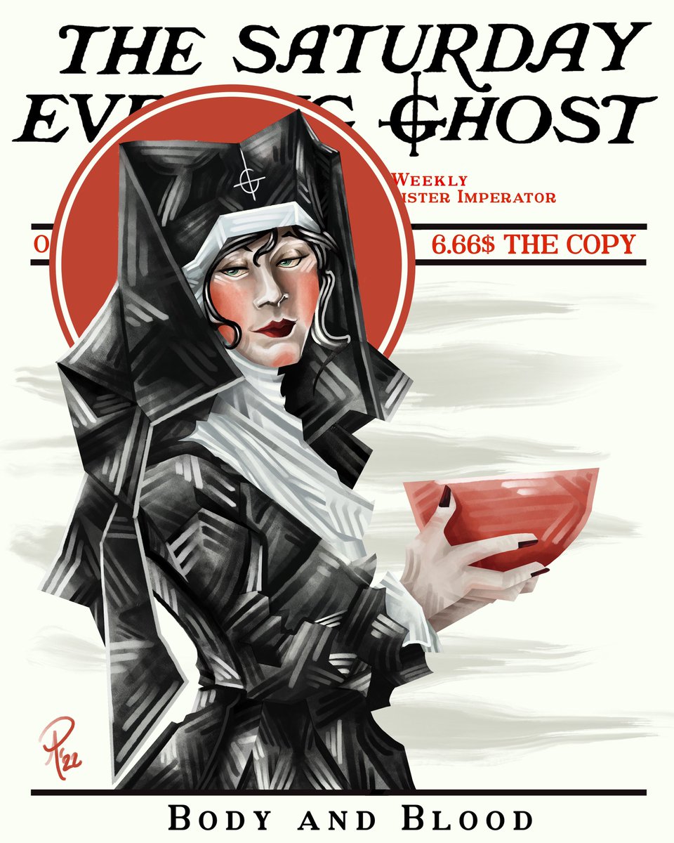via @Incognootle: 🍷🍷🍷 'Another copy of The Saturday Evening Ghost featuring a Sister of Sin~ Inspired by #JCLeyendecker~' instagram.com/p/Co2mqqUvffv/ Join us in Ritual! !nemA ⬇️ linktr.ee/legionofghost #IncognootleArt #GhostFanArt #TheSaturdayEveningPost #BodyAndBlood