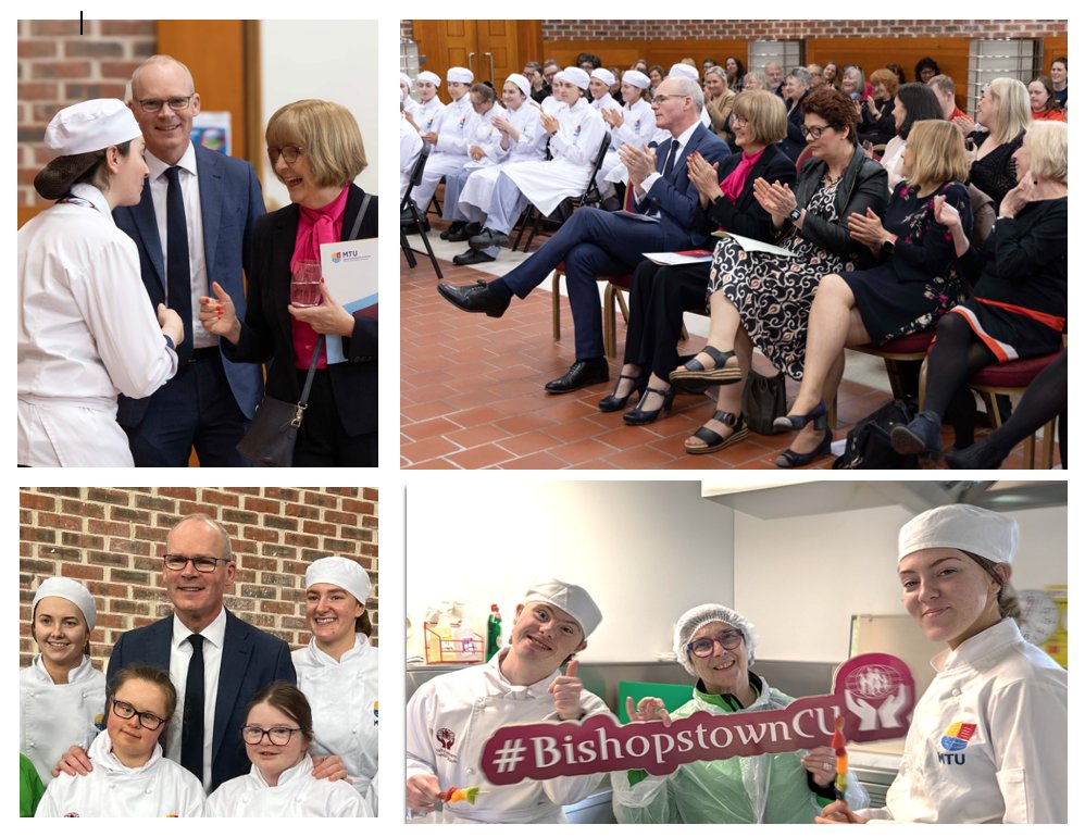 Simon Coveney T.D. & MTU President @Maggie_Cusack honoured students @mtu in Team Up for Home Economics MTU Pilot Programme, @TeamUpInclusion most ambitious collaboration to date. Massive thank you to collaborating partners @noelgmurray @bbomahony @TourismHospDept & @BishopstownCU