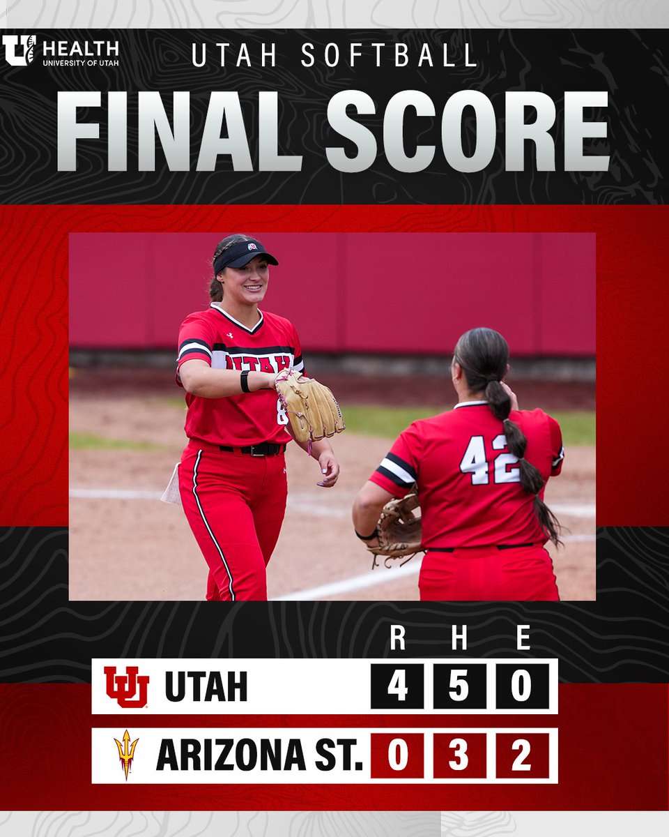 𝙏𝙝𝙚 𝙨𝙬𝙚𝙚𝙥 𝙞𝙨 𝙘𝙤𝙢𝙥𝙡𝙚𝙩𝙚! 🧹🧹🧹 Mariah Lopez finishes off a gem with a scoreless seventh to conclude a perfect weekend for the Utes in Tempe! #GoUtes /// #SOTL