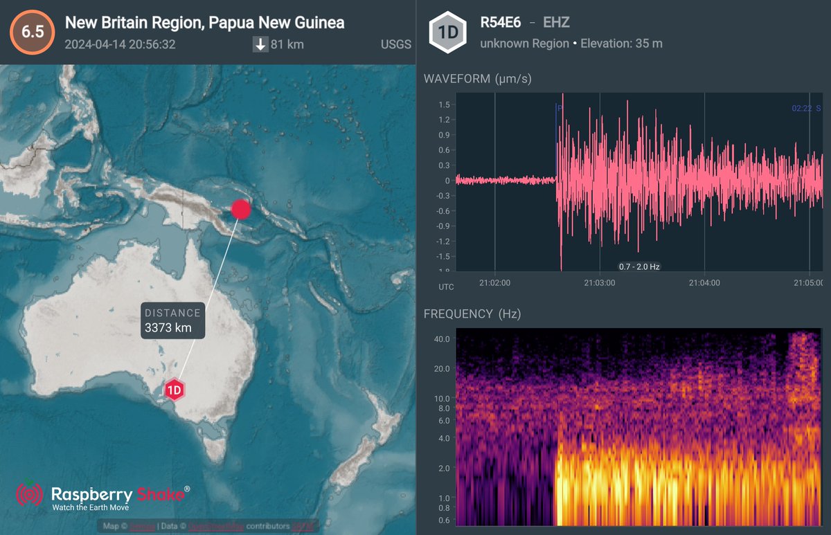 #Earthquake recorded on the #RaspberryShake #CitizenScience seismic network. See what's shaking near you with the @raspishake #ShakeNet mobile app