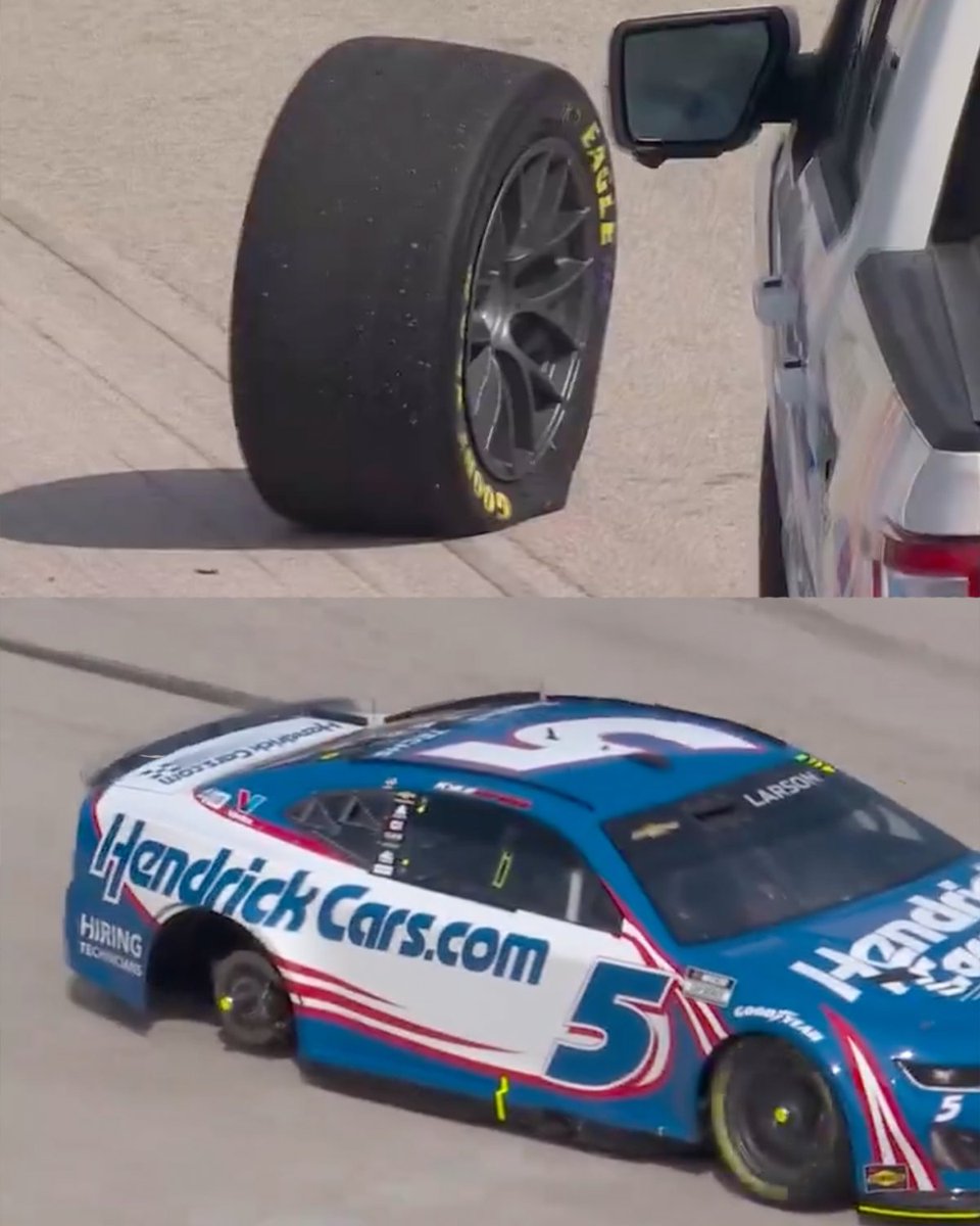 Kyle Larson is going to need that wheel. 😬 #NASCAR