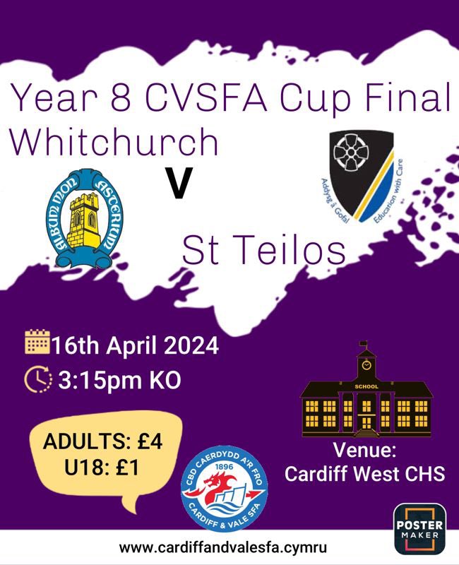 ❗️Yr 8 Cardiff & Vale Cup Final❗️ Please see information below regarding this Tuesday’s cup final 🏆 Good luck to our Yr 8s 🤞🏆⚽️ @whs_cardiff