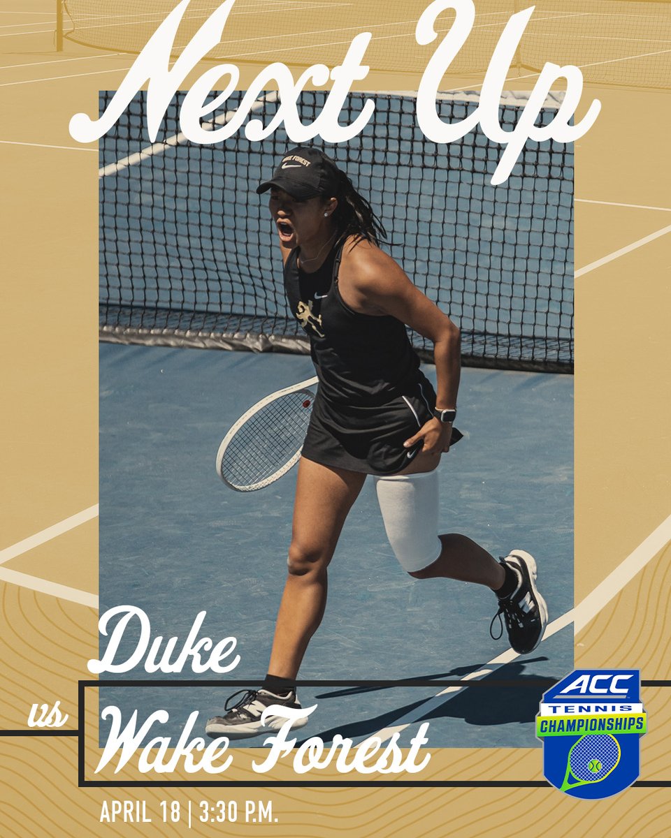 WakeWTennis's tweet image. The stage is set 🤩

🆚 (8) Duke Blue Devils
🗓️ April 18th
⏰ 3:30 p.m.
📍 Cary, N.C.
🏟️ Cary Tennis Park
🎟️ deacs.info/4aRL6nb

#GoDeacs 🎩