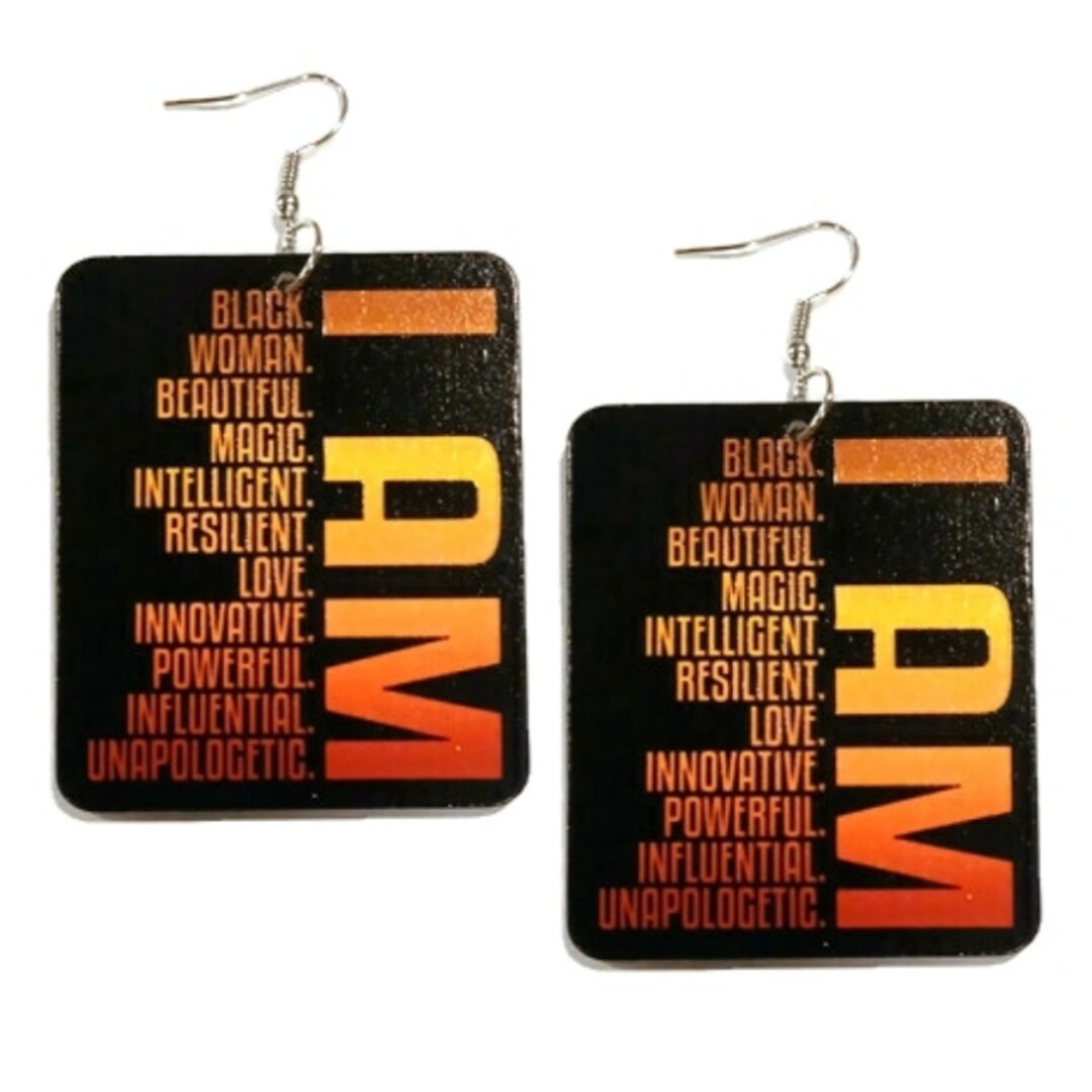 I AM Magic Innovative Unapologetic Rectangle Statement Dangle Wood Earrings tuppu.net/841b9f9a #explore #melaninfashion #fashionjewelry #blackownedbusiness #Etsy #PhenomenalWoman