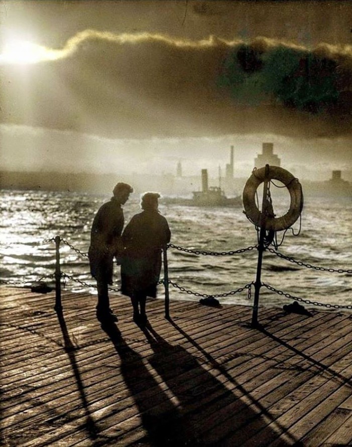 1962..At Liverpool Landing Stage, looking out at the River Mersey.
