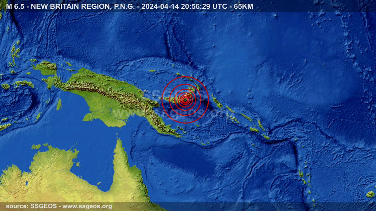 #earthquake M 6.5 - NEW BRITAIN REGION, P.N.G. - 2024-04-14 20:56:29 UTC - 65KM