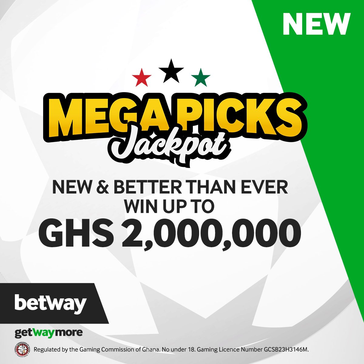 Mega Picks Jackpot 🤑 📦 Select matches in the Jackpot list and stand a chance of winning GHS 2,000,000 when you pick 17 selections. Chale look sharp 🤩 Play here 😉 👉 bit.ly/48CRf5j