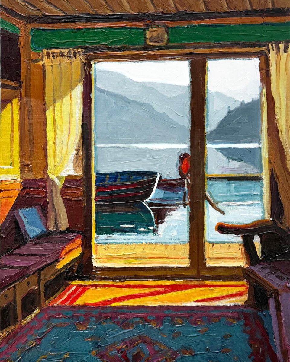 🇮🇳 Has anyone been here before? Some years ago we stayed on a houseboat at Dal Lake in India. It’s all about chai by the window, watching shikaras glide by, and soaking in the peaceful vibe of Kashmir.

“View From a Houseboat”, 35X45cm, acrylic on board.

#LakeLife #Kashmir