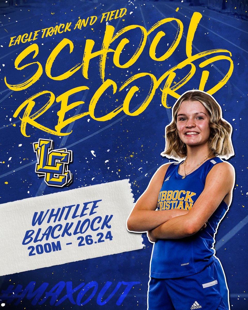 🚨NEW SCHOOL RECORD 🚨

Congratulations to sophomore Whitlee Blacklock for breaking the 200m school record with a time of 26.24 at the District Meet! 👏

Whitlee, we’re so proud to see so much hard work and determination pay off for you. The best is still yet to come!