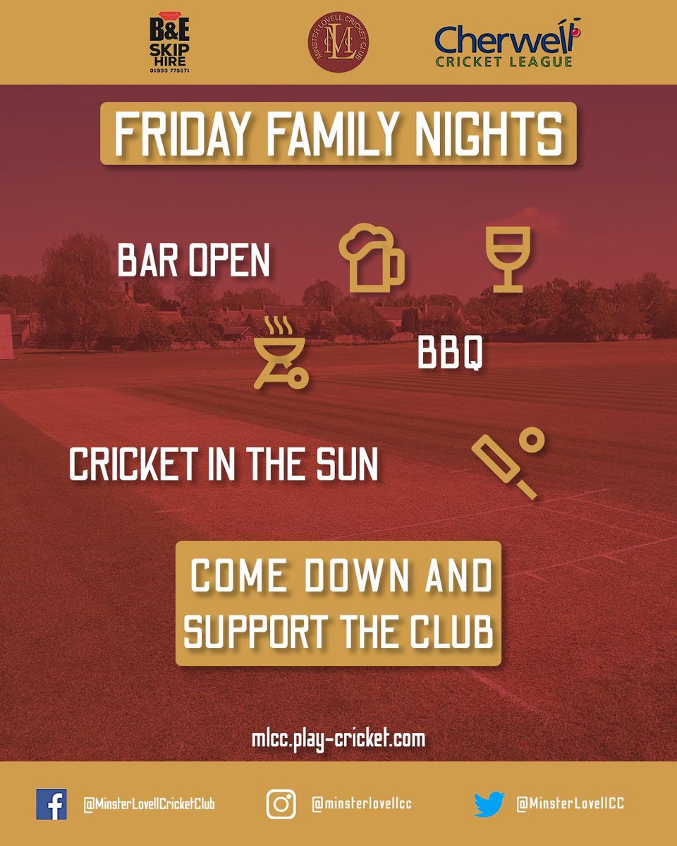 👨‍👩‍👧‍👦 Friday Family Nights 👨‍👩‍👧‍👦 Now the outdoor season is upon us, we encourage people to come along to our Friday Family Nights 🎉 The bar will be open with food and refreshments available, plus regular senior T20 matches on the main pitch 🍻💥 #MLCC #UpTheLovell