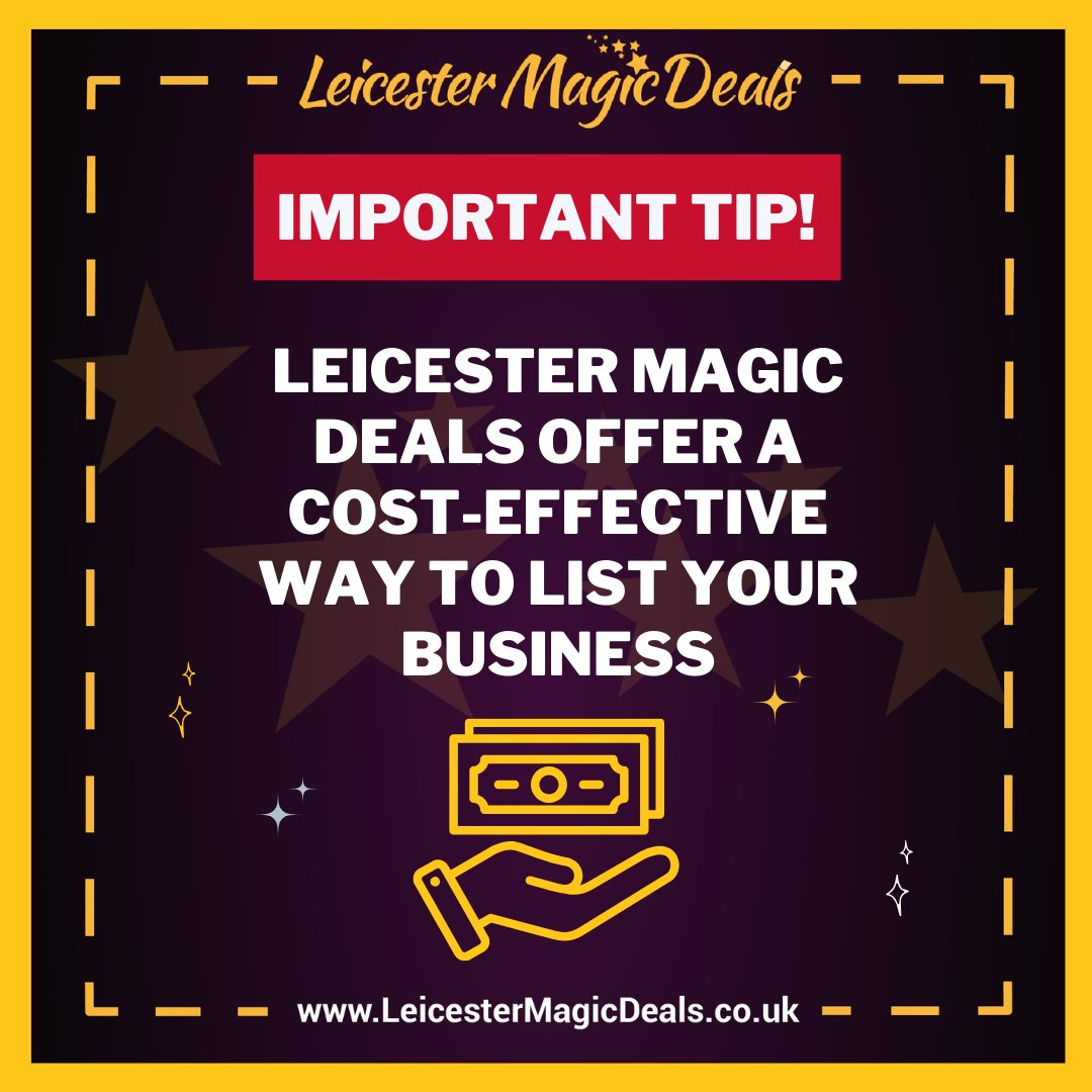 LeicMagicDeals's tweet photo. Creating a profile on Leicester Magic Deals can be a cost-effective way for small businesses to reach potential customers and compete with larger businesses. https://t.co/nx8oooGebX