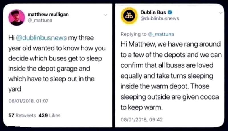 Some days we just need wholesome goodness like this. Bravo, @dublinbusnews.