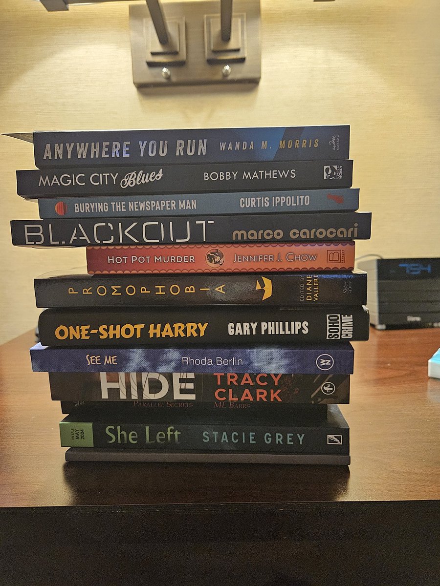 The #LeftCoastCrime2024 haul. It's a good one.