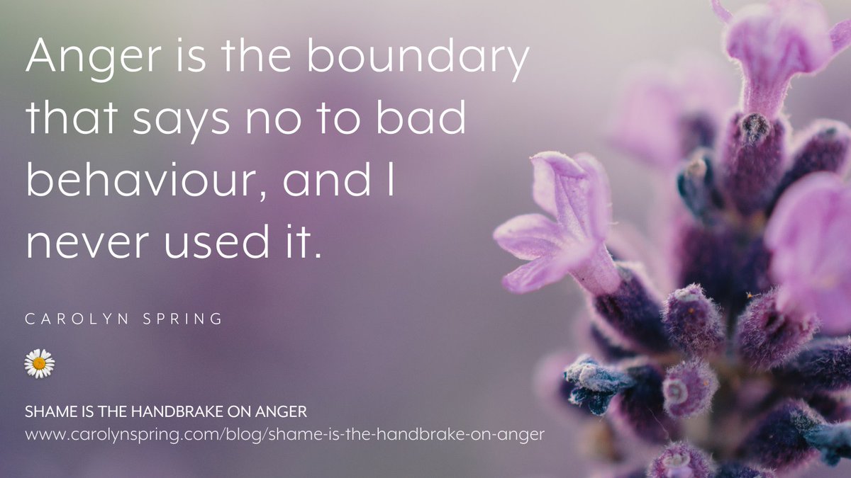 Shame acts as a handbrake on anger, to prevent us from getting into more trouble. But anger is also a protective mechanism, stopping people from treating us badly. Without it, the cycle may continue. Read: carolynspring.com/blog/shame-is-…  #trauma #TherapistsConnect